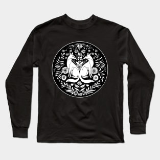 Fox Tile - Black Linework Long Sleeve T-Shirt